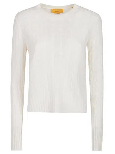 Guest In Residence Cable Shrunken Sweater In Cre Cream