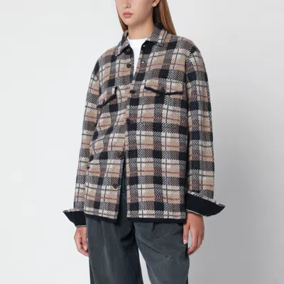 Guest In Residence Camel-colored Plaid Work Checkered Shirt In Cashmere In Gray
