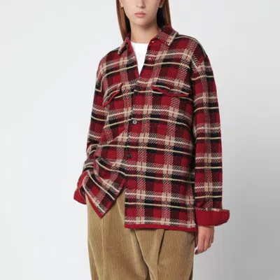 Guest In Residence Carminio Red Plaid Work Checkered Shirt In Cashmere