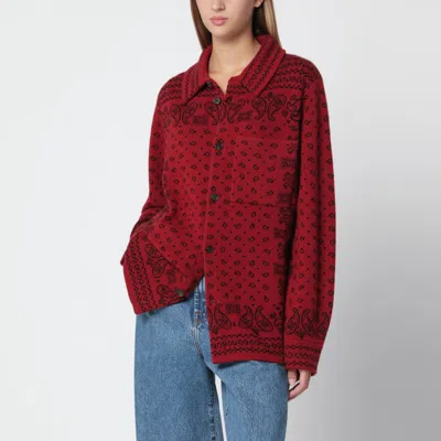Guest In Residence Carminio Red Wild Rag Shirt-style Cardigan In Cashmere