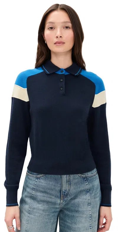 Guest In Residence Cashmere Alpine Collegiate Polo Midnight Combo In Blue