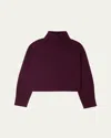 Guest In Residence Cashmere-blend Cropped Turtleneck Sweater In Plum