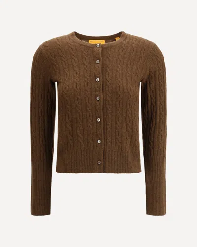 Guest In Residence Cashmere Cable-knit Cardigan In Brown