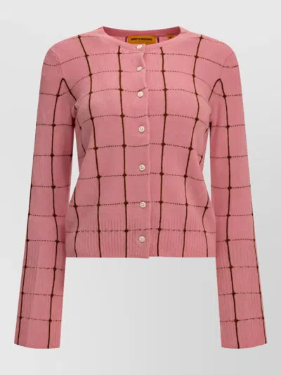 Guest In Residence Jane Checked Cashmere Cardigan In Pink