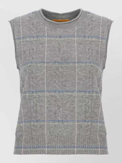 Guest In Residence Cashmere Check Knit Sleeveless Gilet Top In Gray