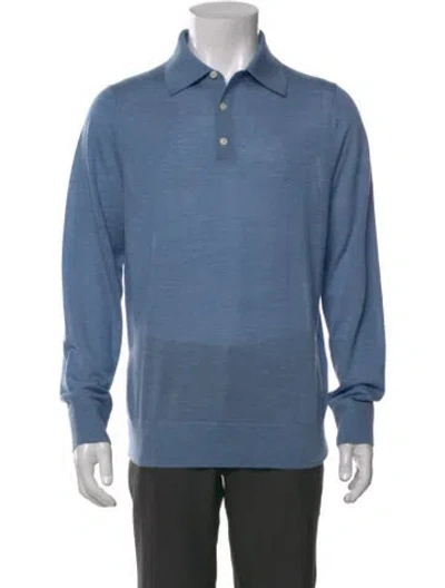 Pre-owned Guest In Residence Cashmere Collar Polo Sweater In Blue