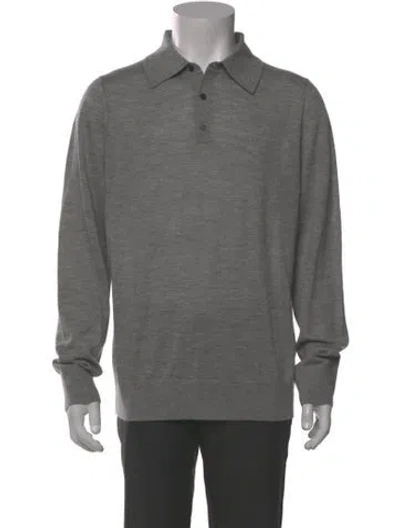 Pre-owned Guest In Residence Cashmere Collar Polo Sweater In Gray