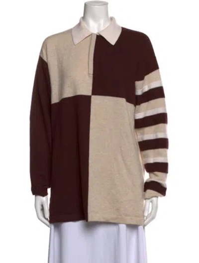Pre-owned Guest In Residence Cashmere Colorblock Pattern Sweater In Brown