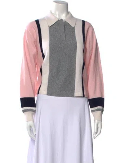 Pre-owned Guest In Residence Cashmere Colorblock Pattern Sweater W/ Tags In Pink