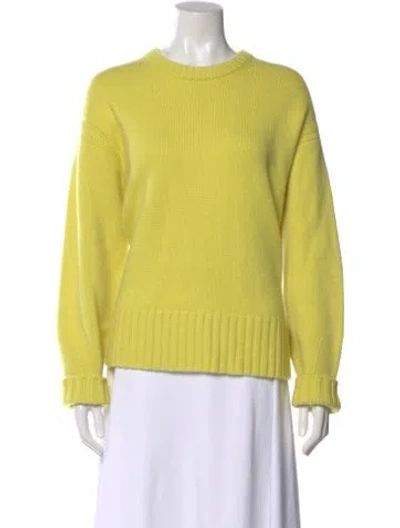 Pre-owned Guest In Residence Cashmere Crew Neck Sweater In Yellow