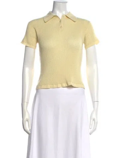 Pre-owned Guest In Residence Cashmere Crew Neck Sweater In Yellow
