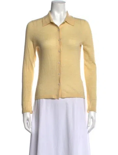 Pre-owned Guest In Residence Cashmere Crew Neck Sweater In Yellow