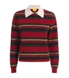 Guest In Residence Cropped Striped Cashmere Polo Shirt In Red