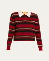 Guest In Residence Cashmere Cropped Stripe Rugby Sweater In Multi