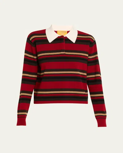 GUEST IN RESIDENCE CASHMERE CROPPED STRIPE RUGBY SWEATER