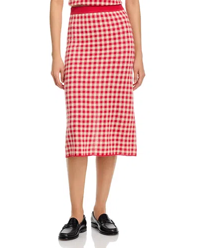 Guest In Residence Cashmere Gingham Skirt In Red