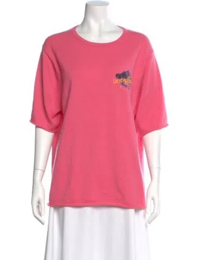 Pre-owned Guest In Residence Cashmere Graphic Print Sweater In Pink