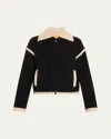 Guest In Residence Cashmere Grizzly Bomber Jacket In Black/oatmeal