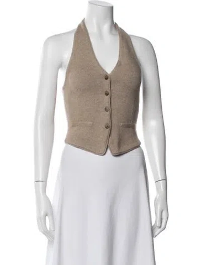 Pre-owned Guest In Residence Cashmere Halterneck Top In Neutrals