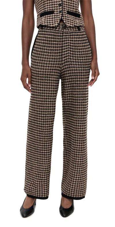 Guest In Residence Houndstooth Knit Trousers In Black