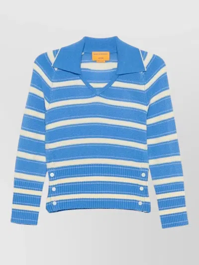 Guest In Residence Cashmere Knit Polo Shirt Long Sleeves In Blue
