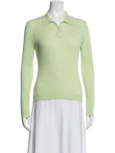 Pre-owned Guest In Residence Cashmere Long Sleeve Polo In Green