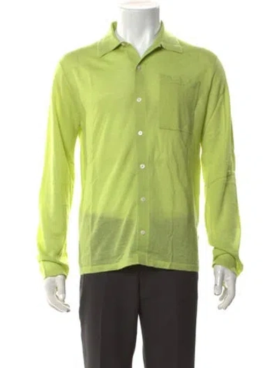 Pre-owned Guest In Residence Cashmere Mock Neck Cardigan In Green