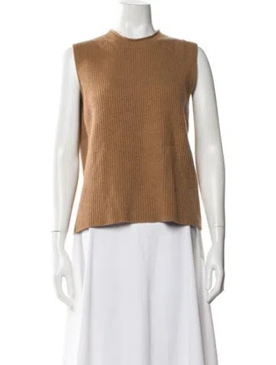 Pre-owned Guest In Residence Cashmere Mock Neck Top In Brown