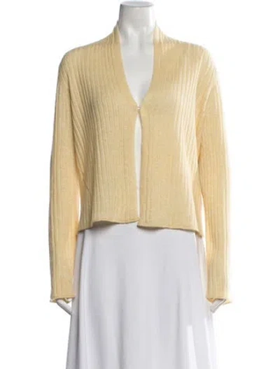 Pre-owned Guest In Residence Cashmere Open Front Sweater W/ Tags In Yellow
