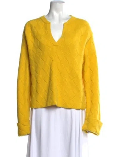 Pre-owned Guest In Residence Cashmere Patterned Sweater In Yellow