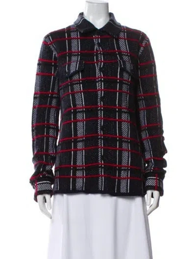 Pre-owned Guest In Residence Cashmere Plaid Print Evening Jacket In Multi