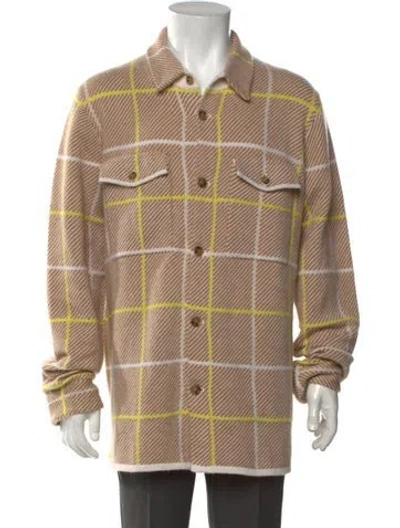 Pre-owned Guest In Residence Cashmere Plaid Print Pullover In Neutral
