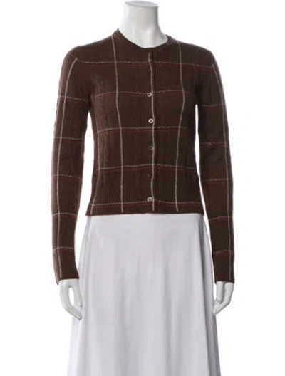 Pre-owned Guest In Residence Cashmere Plaid Print Sweater In Brown