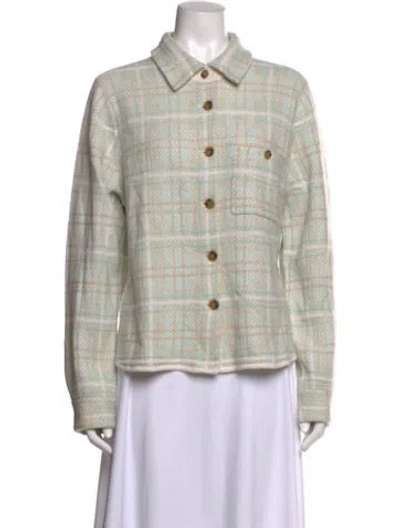 Pre-owned Guest In Residence Cashmere Plaid Print Sweater W/ Tags In Multicolor