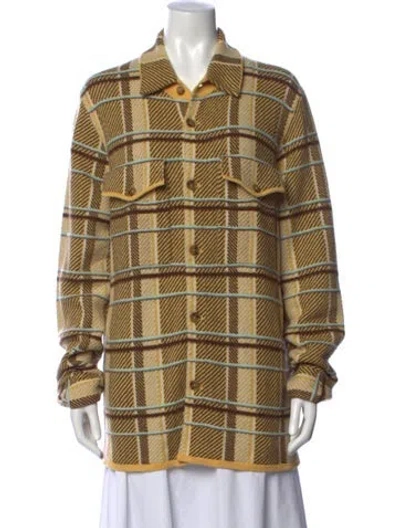 Pre-owned Guest In Residence Cashmere Plaid Print Sweater W/ Tags In Multicolor