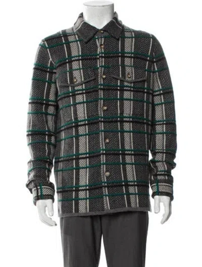Pre-owned Guest In Residence Cashmere Plaid Print Trucker Jacket In Gray