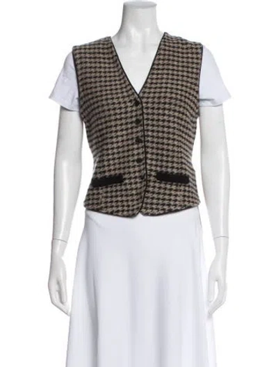 Pre-owned Guest In Residence Cashmere Plaid Print Vest In Multi