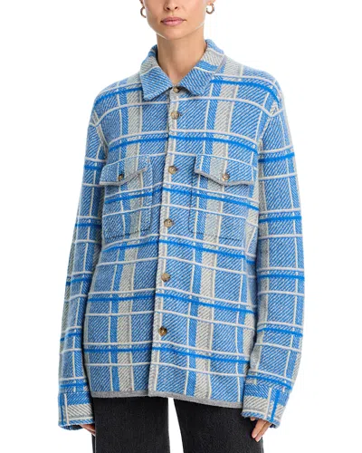 Guest In Residence Cashmere Plaid Work Shirt In Blue