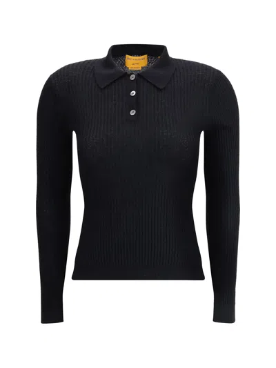 Guest In Residence Long Sleeve Polo Neck Sweater In Black