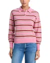 Guest In Residence Pink Striped Cashmere Knit Collegiate Stripe Polo Shirt In Pink