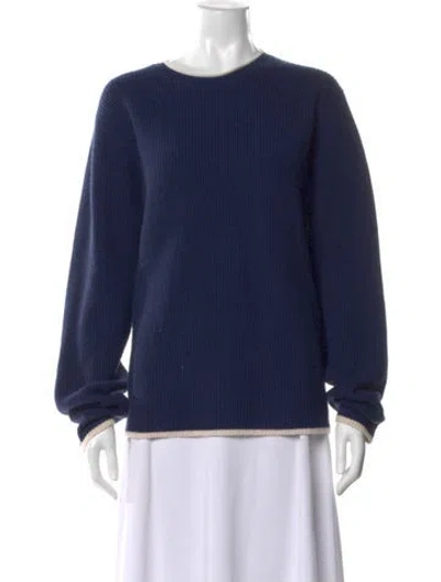Pre-owned Guest In Residence Cashmere Scoop Neck Sweater In Blue