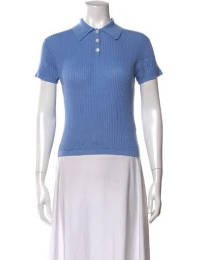 Pre-owned Guest In Residence Cashmere Short Sleeve Polo In Blue