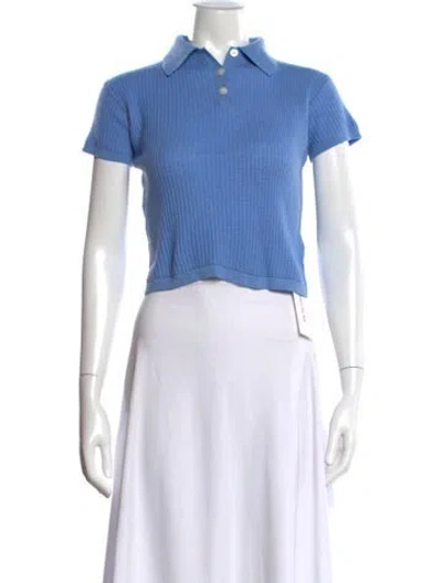 Pre-owned Guest In Residence Cashmere Short Sleeve Polo In Blue