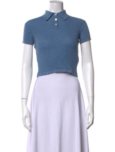 Pre-owned Guest In Residence Cashmere Short Sleeve Polo In Blue