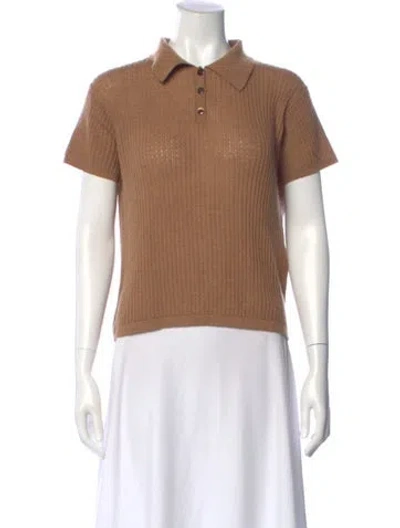 Pre-owned Guest In Residence Cashmere Short Sleeve Polo In Brown