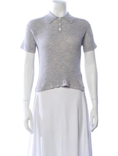 Pre-owned Guest In Residence Cashmere Short Sleeve Polo In Gray