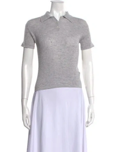 Pre-owned Guest In Residence Cashmere Short Sleeve Polo In Gray