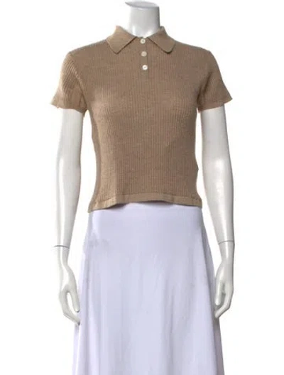 Pre-owned Guest In Residence Cashmere Short Sleeve Polo In Neutrals