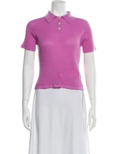 Pre-owned Guest In Residence Cashmere Short Sleeve Polo In Pink