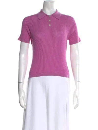 Pre-owned Guest In Residence Cashmere Short Sleeve Polo In Purple